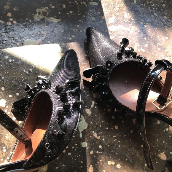 AREA Ankle A Pump Heels Bead Embellished Black Size 6 - Picture 5 of 11